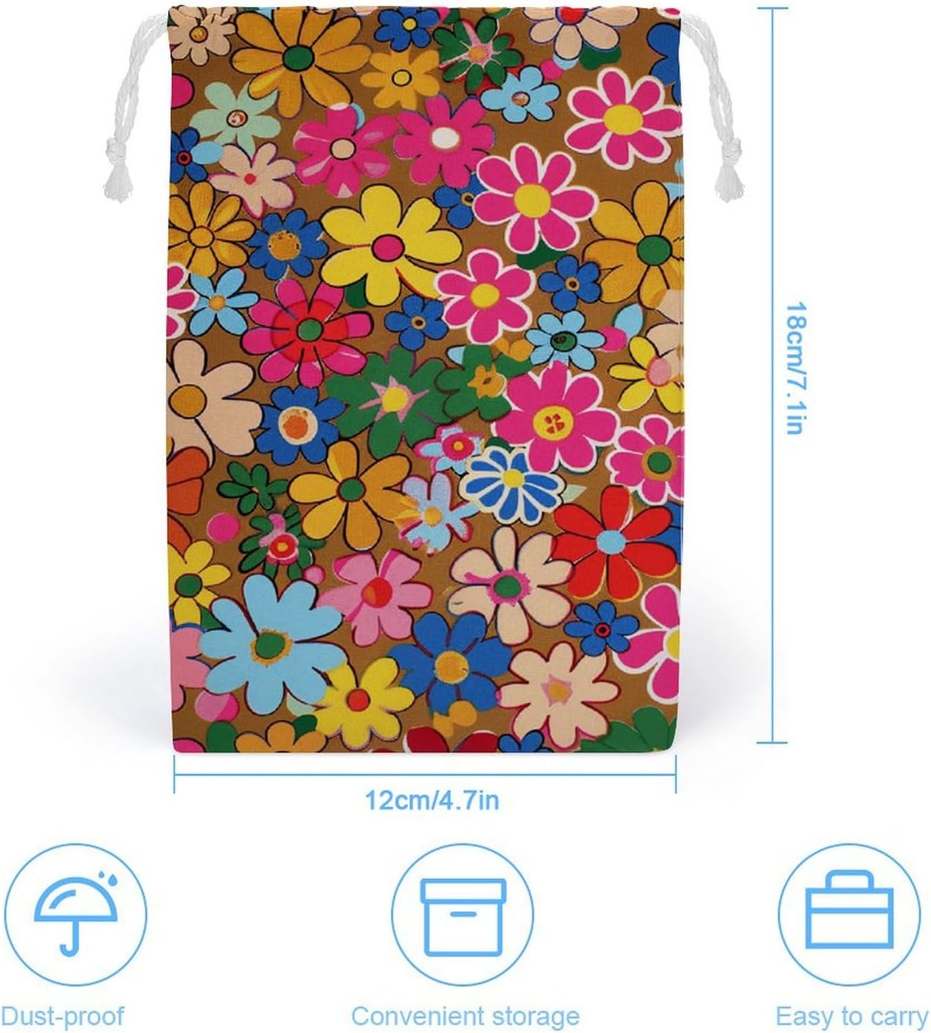 Storage Bags Makeup Bag Toy Bag Reusable Bags Toiletry Bright Flower Style Printed Organizer Multi Purpose Foldable Ditty Bag Travel Pouch image 2
