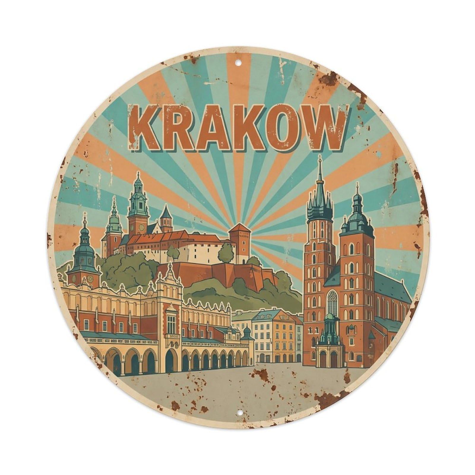 Travel Retro Poland Krakow Metal Tin Sign