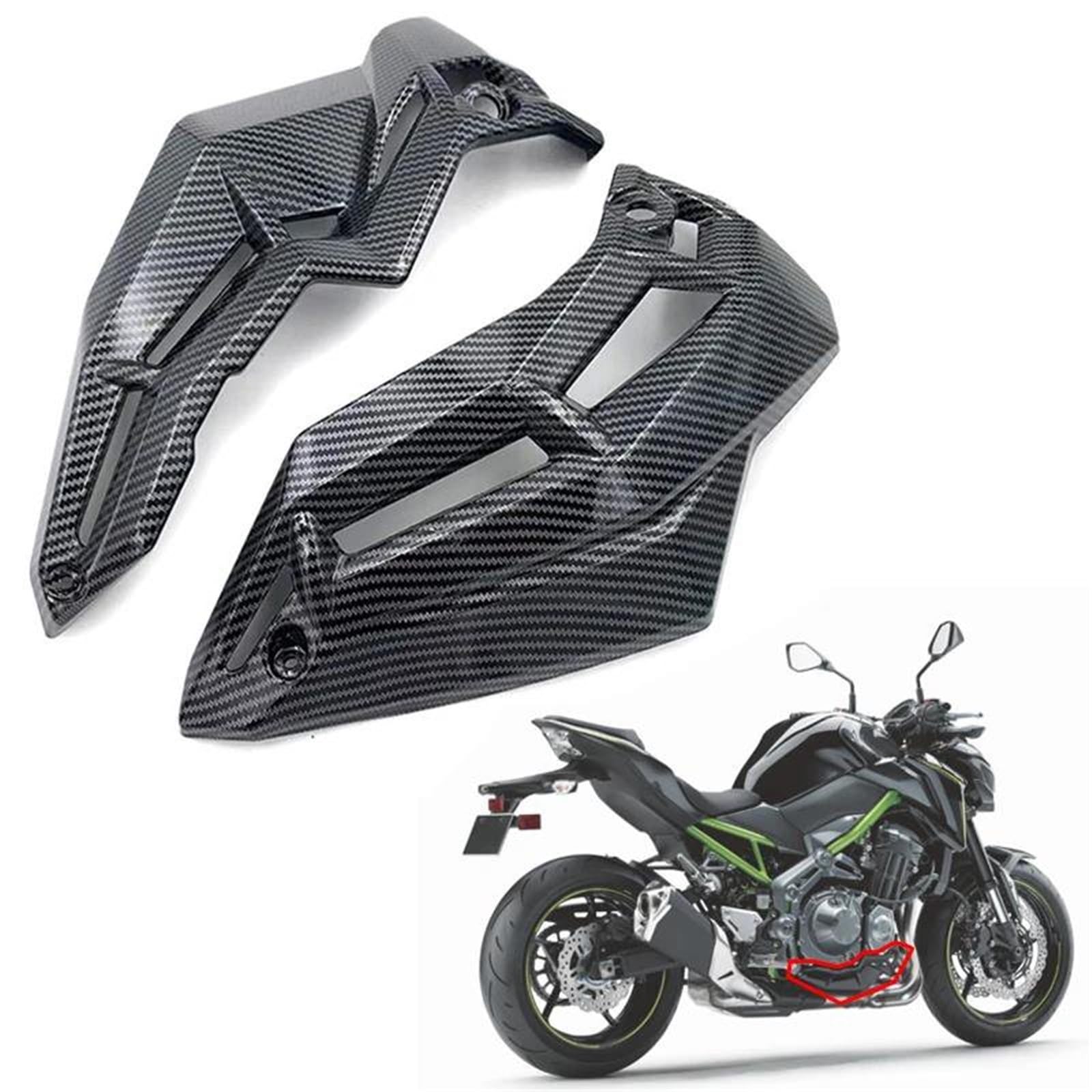 kit de carénage Protection du Panneau Inférieur du Moteur De La Moto pour Z900 2017 2018 2019, Couvercle De Spoiler, Accessoires(Carbon Look)