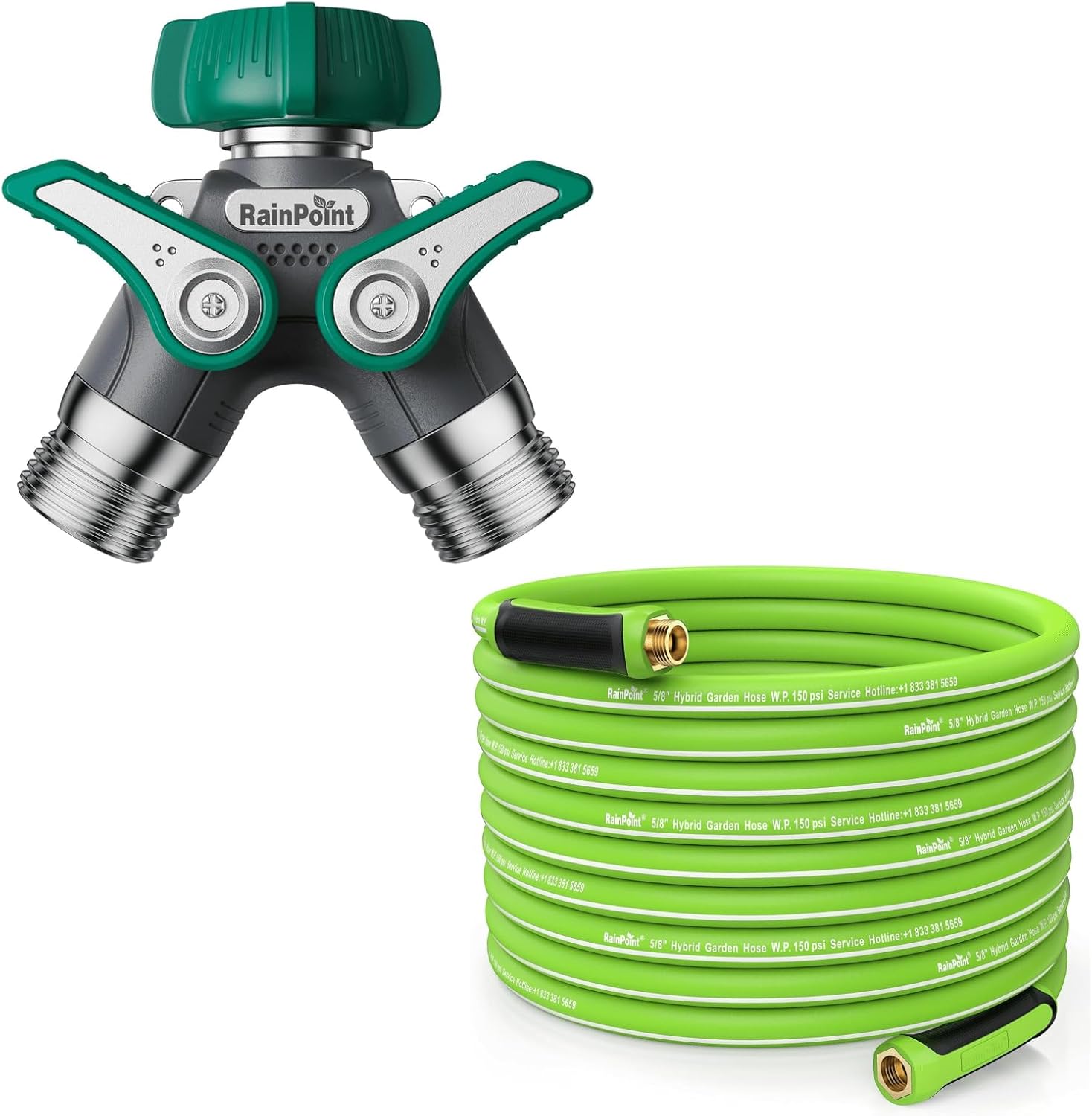 RAINPOINT Garden Hose Splitter 2 Way with 100 ft Water Hose