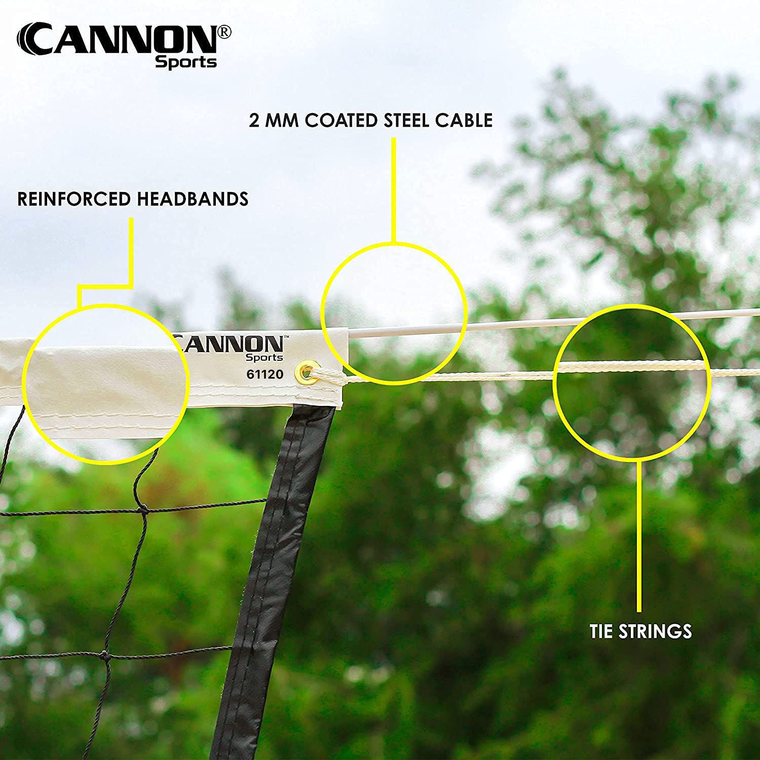 Cannon Sports Siatka do siatkówki zawodowej 9,8 m z linką stalową powlekaną winylem