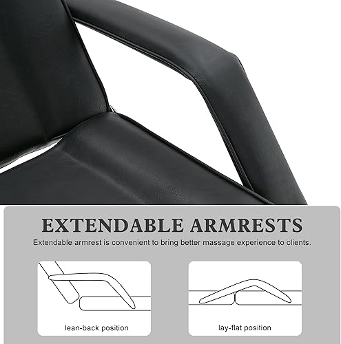 Miniatura 5 de BarberPub Cama de masaje hidráulica Altura ajustable Tatuaje SPA Silla multifuncional Mesa facial Equipo de belleza para salón 2753 (negro)