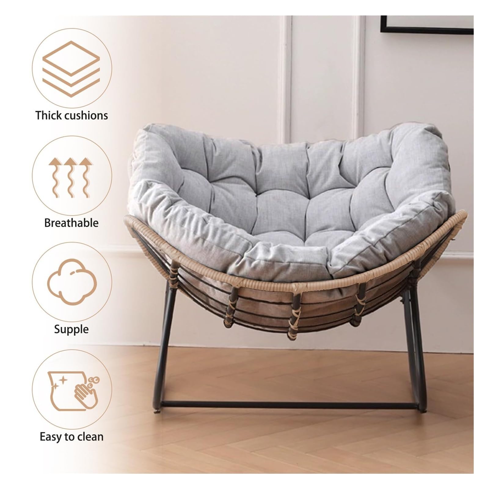 RELAX4LIFE Fauteuil à Bascule De Jardin, Chaise Papasan Avec