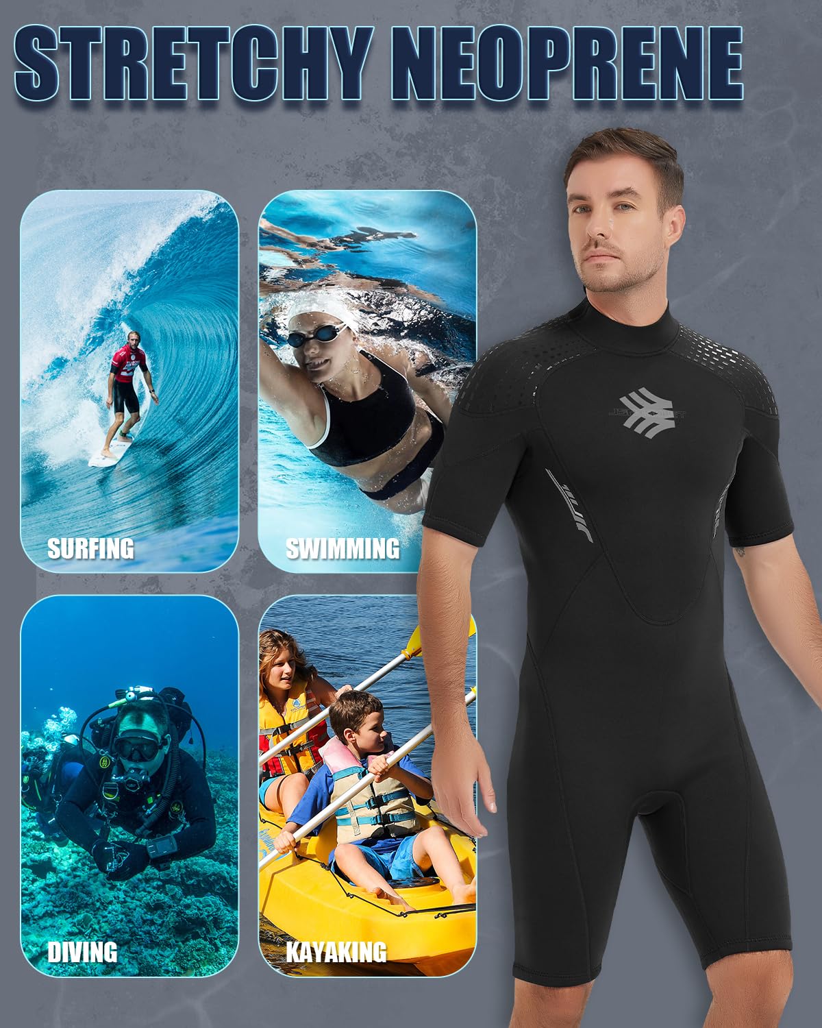 Amazon.com: Wetsuits for Men, 3mm Back Zipper Neoprene Diving