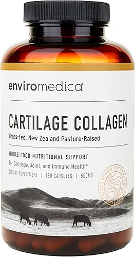 Enviromedica Suplemento de colágeno para cartílago traqueal cápsulas de proteína de colágeno bovino sin desnaturalizar tipo II procedente de carne
