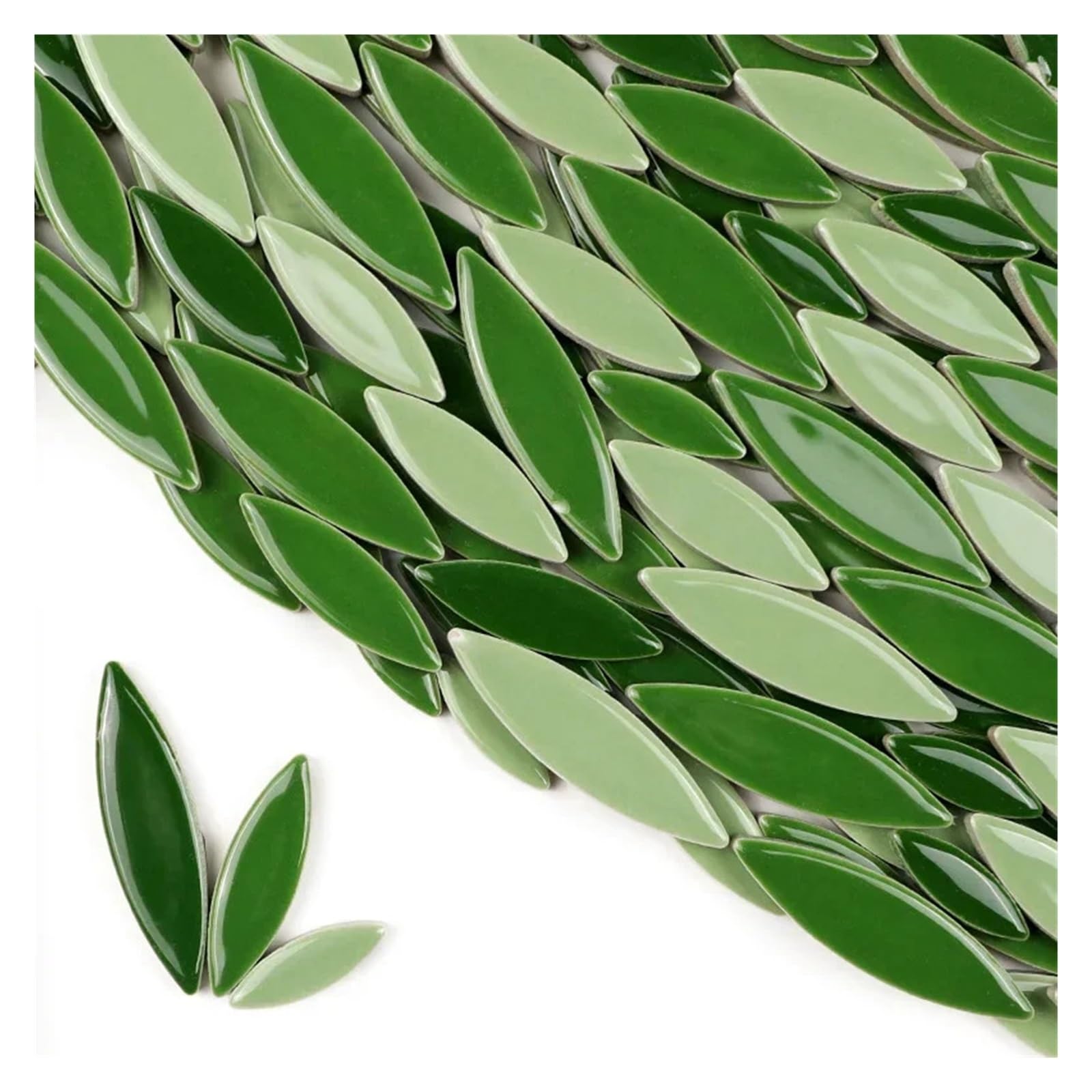 Xulvoz Color09 Mosaic Tiles 200G Willow Leaves Mosaic Tiles Porcelain Leaf-Shape Tile 3 Sizes Mix Multi Color Diy Making Stones For Craft Arts Decor