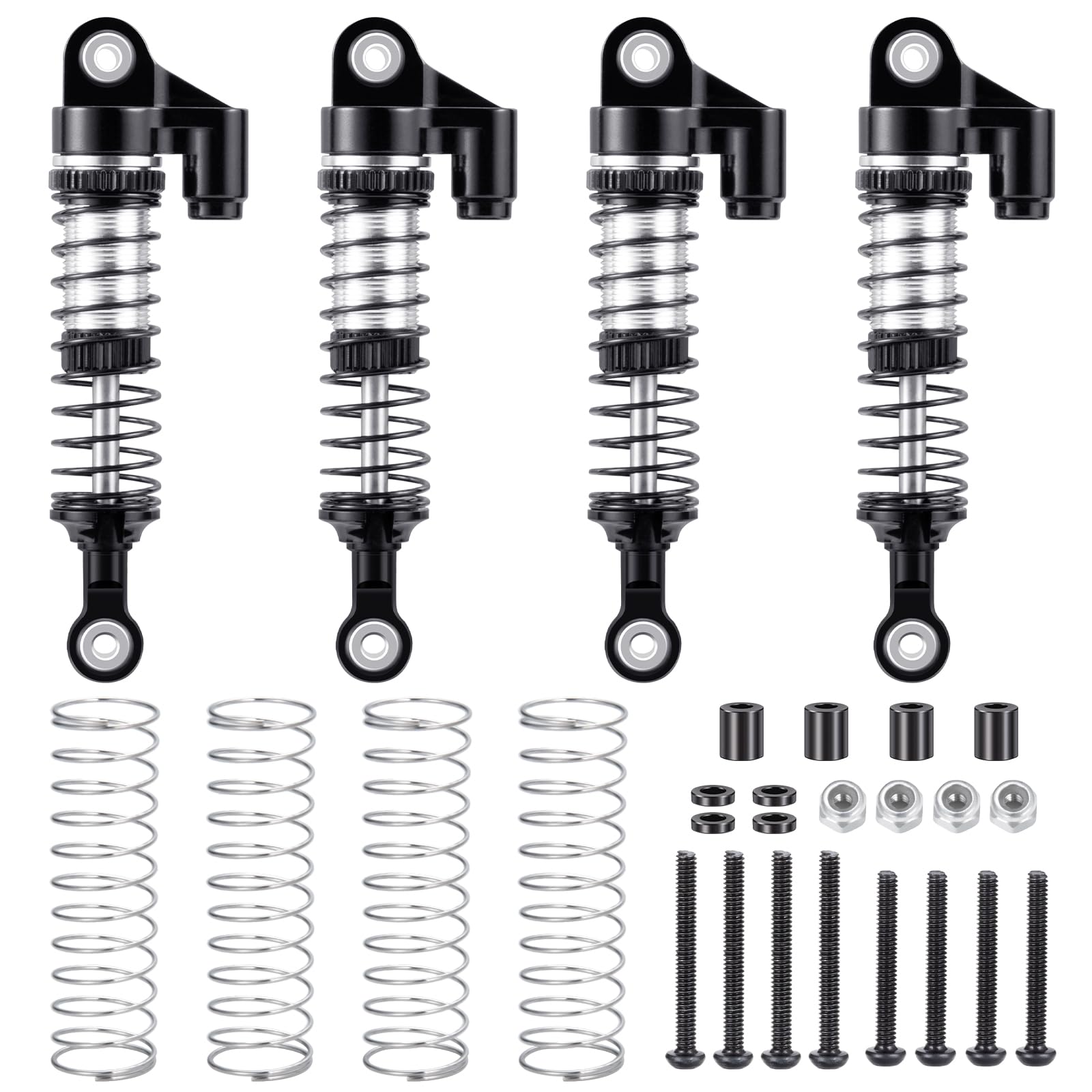 RC Shock Absorber 53mm Dampers 4Pcs for Redcat Ascent 18 Upgrades 1/18 Scale RC Crawler Car Accessories, Black
