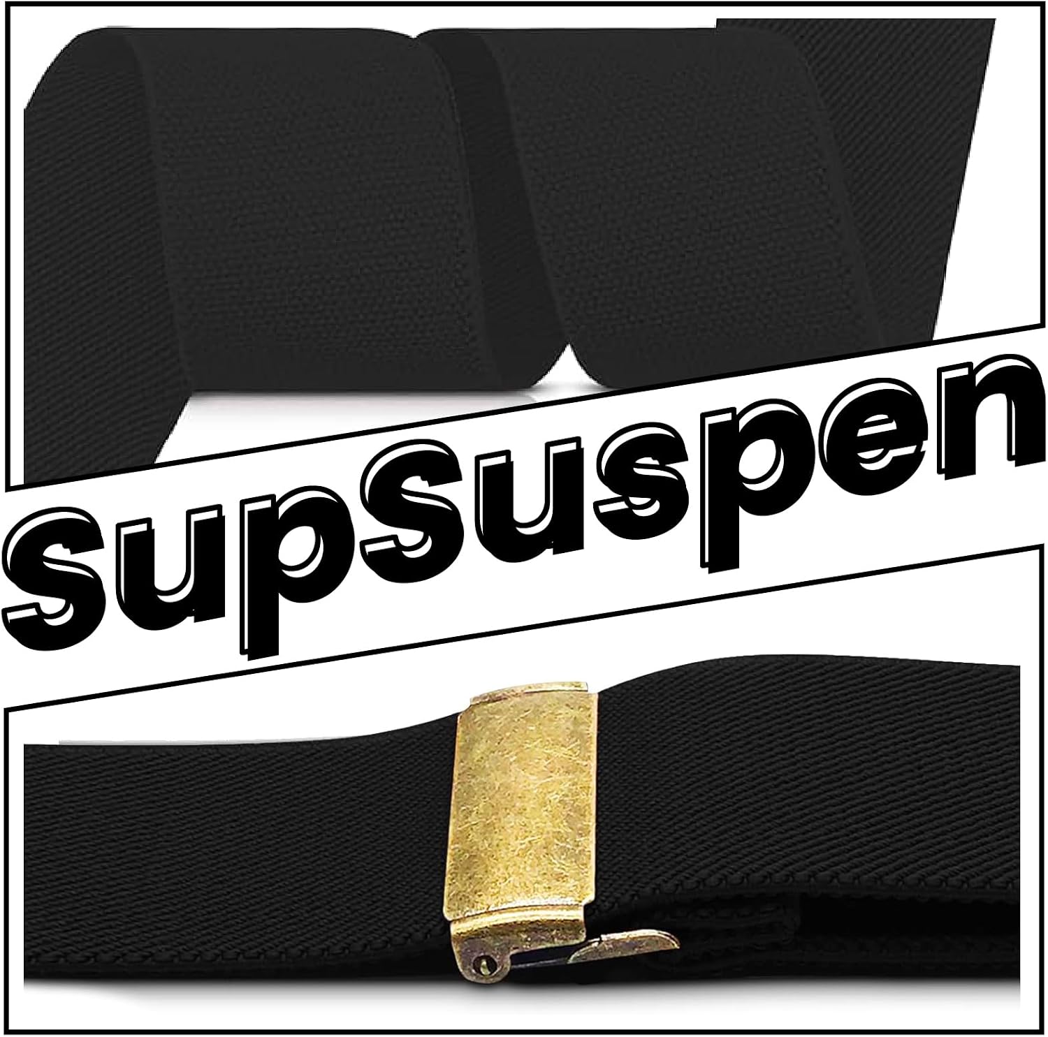 Black Suspenders for Men Heavy Duty Adjustable X Back 1.4" Wide Mens Suspenders with 4 Snap Hook