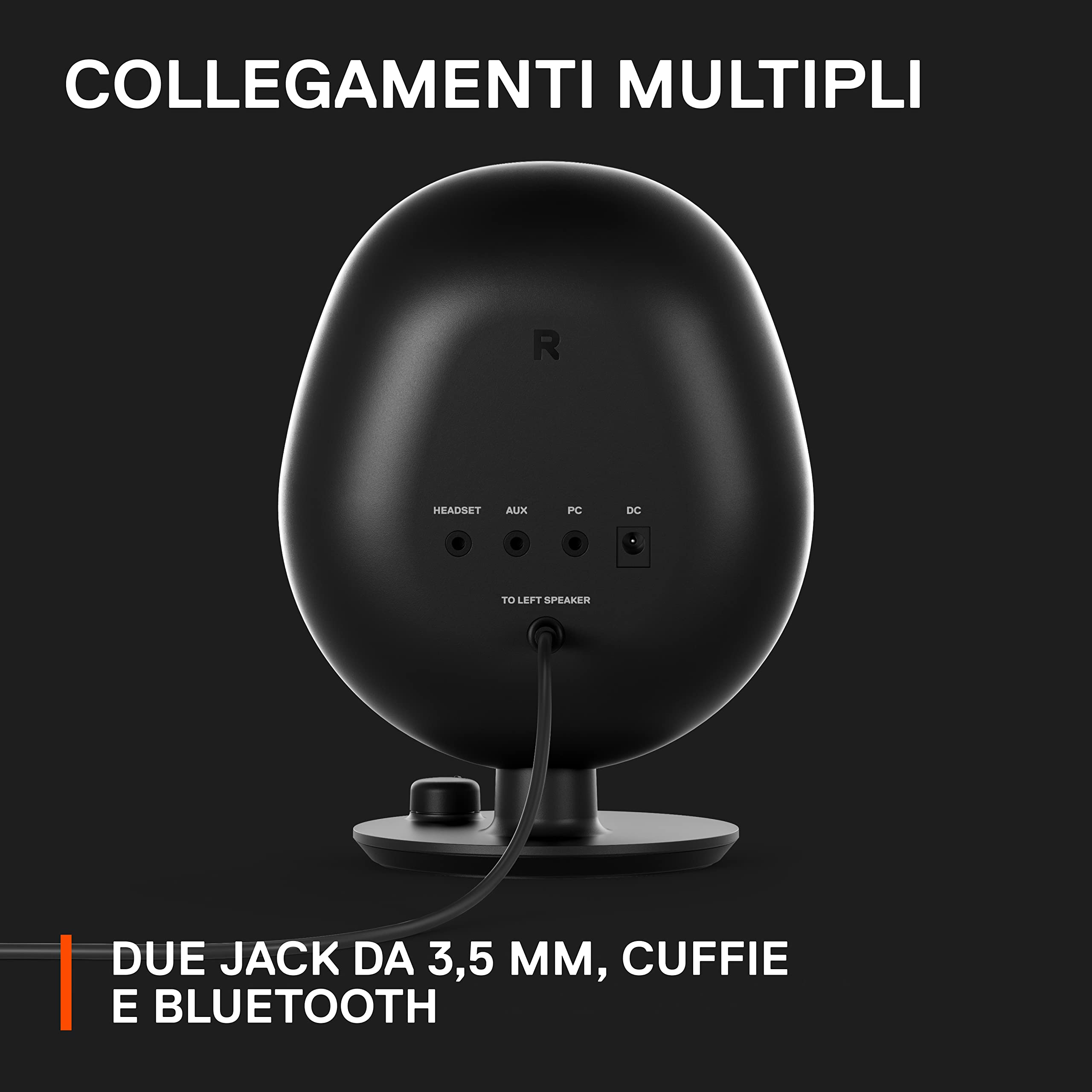 SteelSeries Arena 3 - Altoparlanti da gioco full-range 2.0 - Audio coinvolgente - Comandi sull’altoparlante - Driver da 4" - Con cavo e Bluetooth - Aux da 3,5 mm - PC, Mac, Mobile