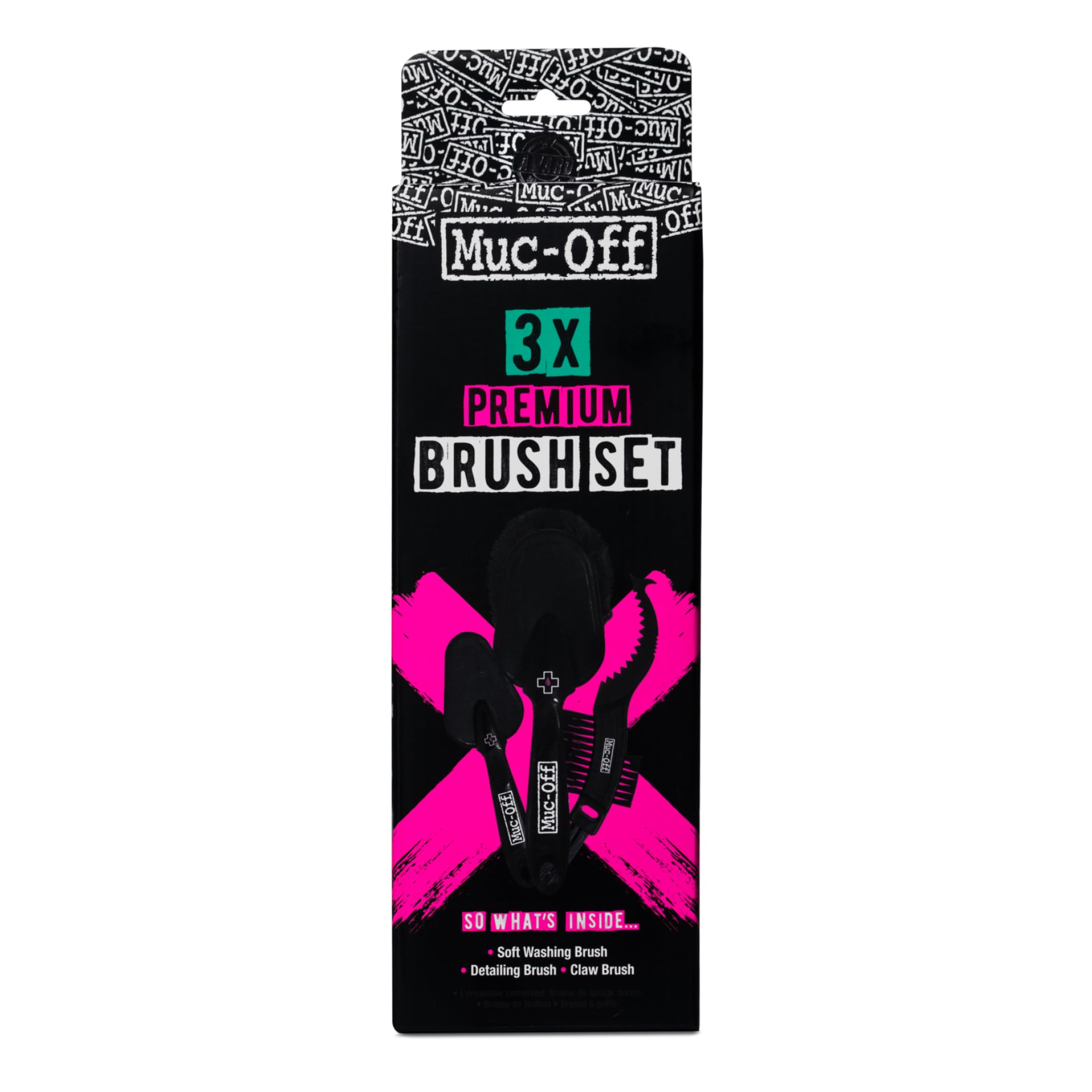 Muc-Off Premium Brush Set - Bike Cleaning Brushes for Chains, Frames, and Detailing - Durable Nylon Bristles and Ergonomic Design - 3 Brushes