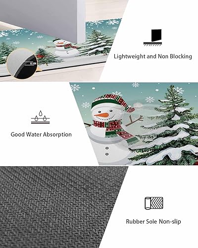 Miniatura 3 de Tapete de baño de Navidad verde azulado para bañera, antideslizante, de secado rápido y absorbente, tapete de tierra de diatomeas para cocina,