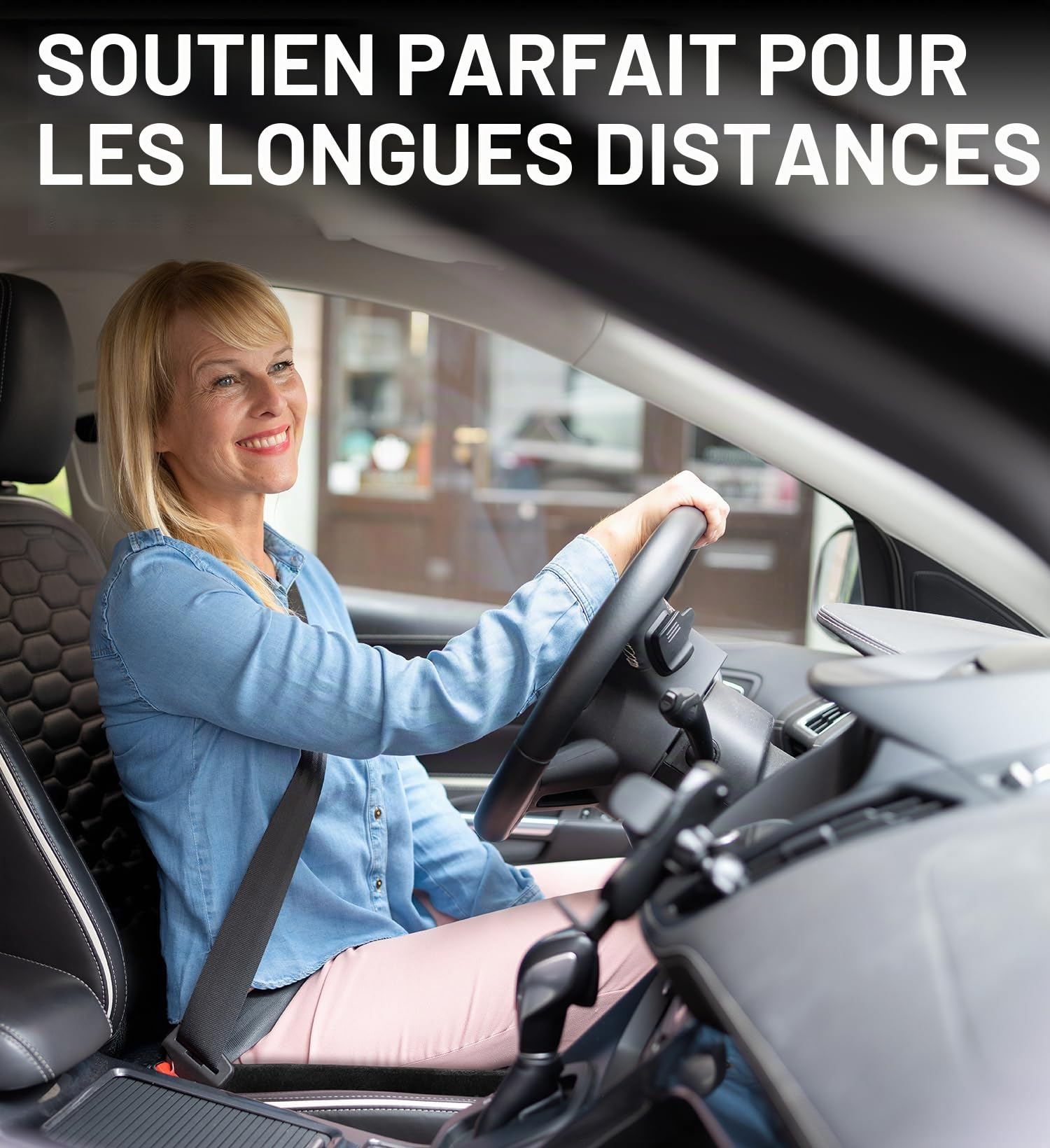 Healthfix® Coussin de siège Voiture – Coussin d’Assise Ergonomique en Mousse à mémoire de Forme | Soulage Coccyx & sciatique, améliore la Posture | Housse Lavable, Dessous antidérapant