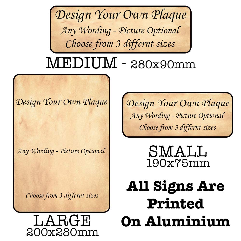 Etch-It-England Design Create Your Own Plaque Sign Any Woring Picture Choose Your Size (Large (200x280mm) Approx)