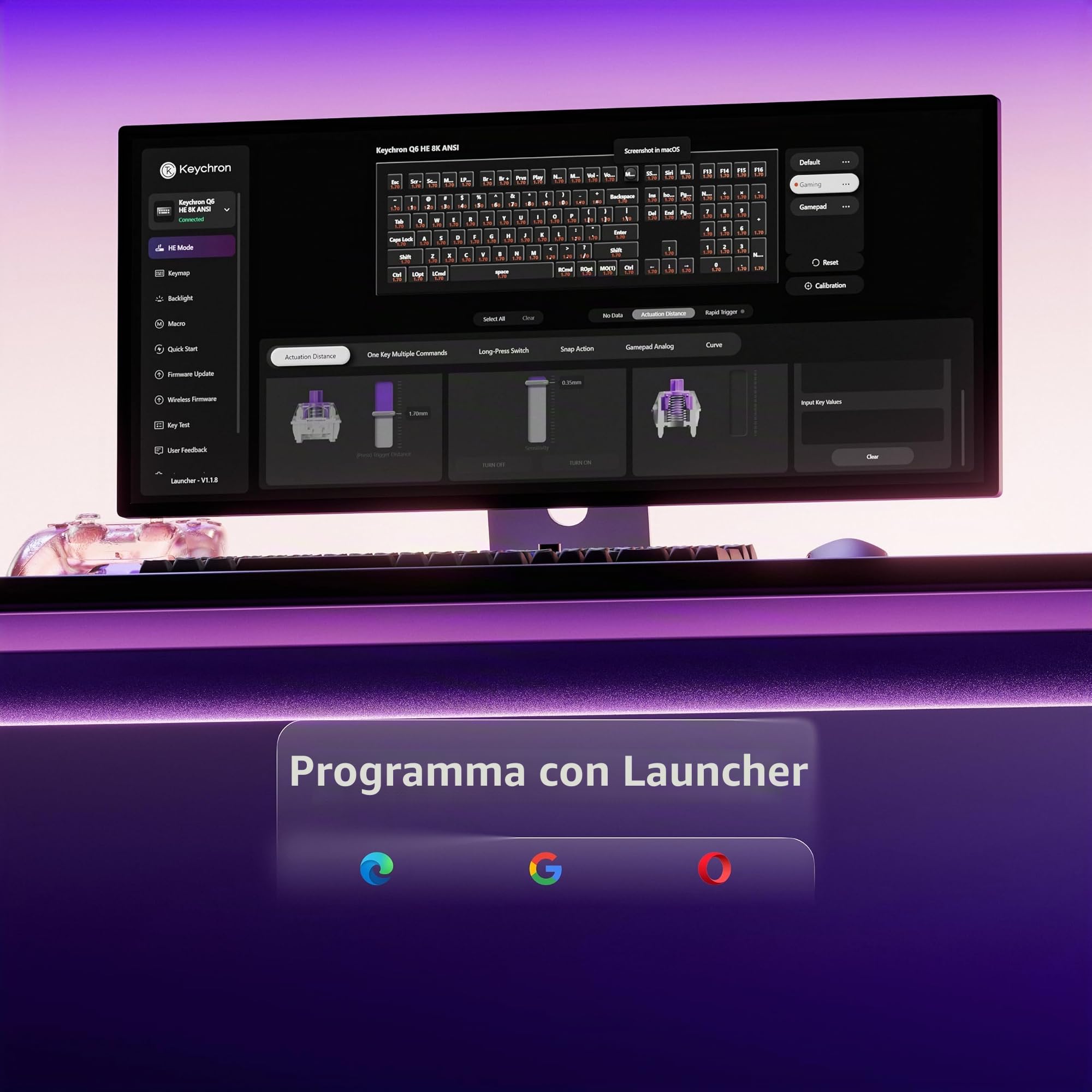 Keychron Q6 HE - Tastiera cablata ad effetto hall, tastiera con interruttore magnetico a scatto rapido, hot swap, frequenza di polling 8000 Hz, layout full-size in alluminio, RGB personalizzato per