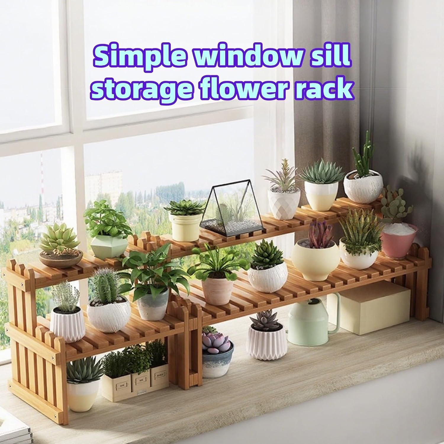 Plant-Racks Window Sill Succulent Plant Stand Floor-Standing Indoor Bay Window Shelving Unit Multi-Tier Office Desk Decorative Storage Rack(White,40 * 20 * 30cm)