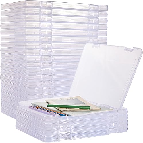 Miniatura 1 de Estuche A4 transparente portátil para proyectos, caja de almacenamiento de papel grueso para álbumes de recortes con asa, caja de archivos de