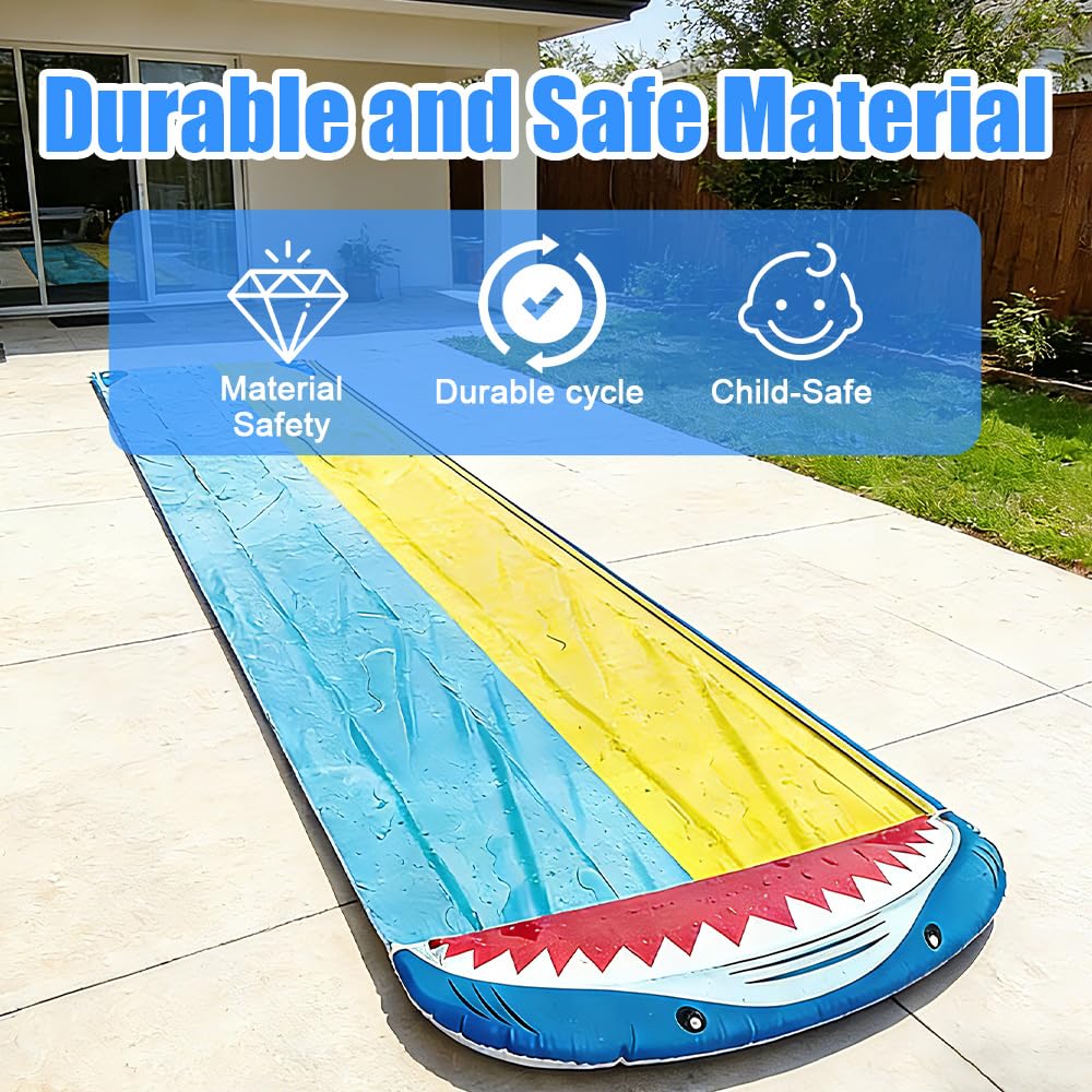 Wasserrutsche Garten 15.8ft 480cm Doppelrutsche mit Eingebautem Sprinkler für Kinder Erwachsene Outdoor
