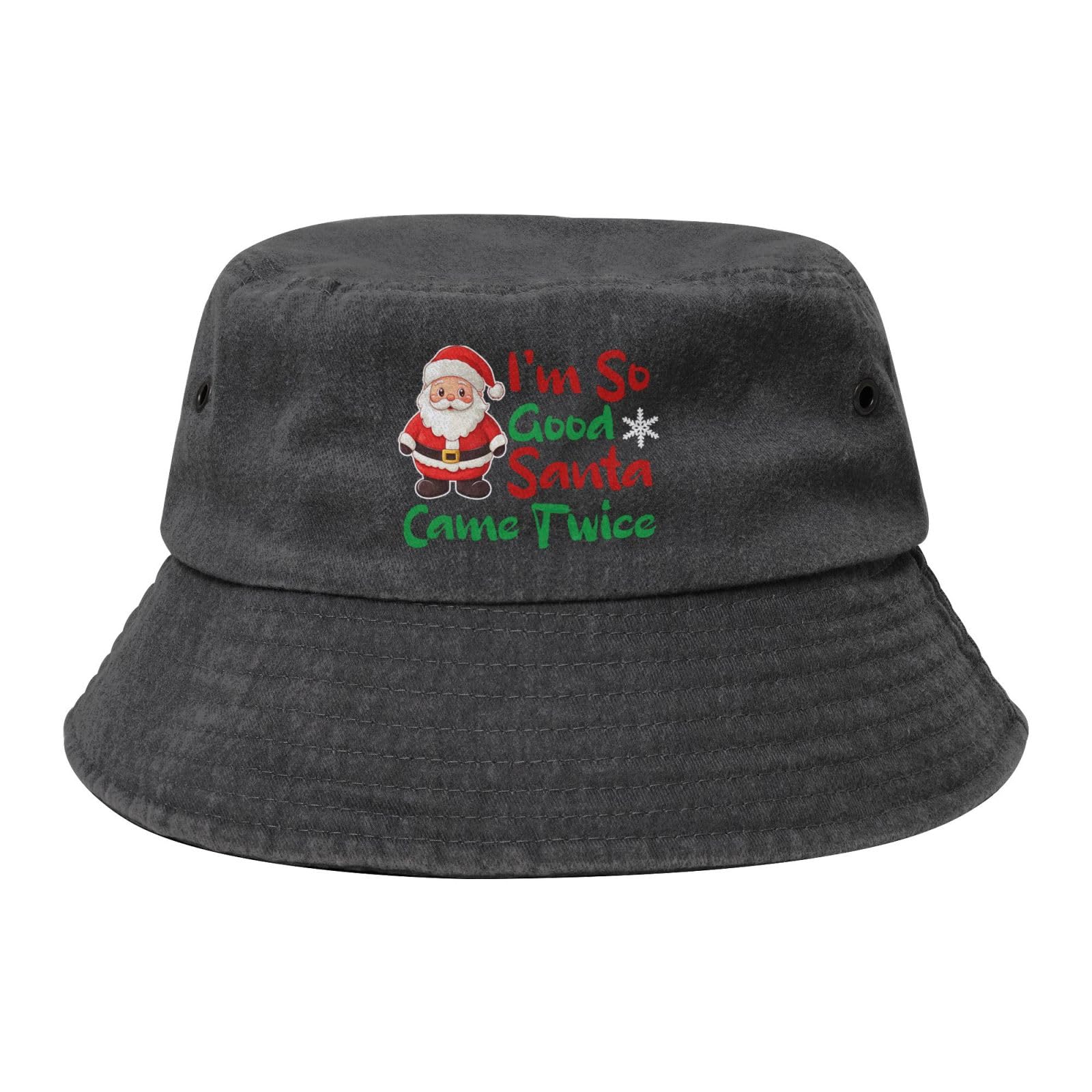 Qauirfe I'm So Good Santa Came Twice Christmas Fashion Cowboy Denim Fisherman Hat Outdoor Fishing Cap Sun