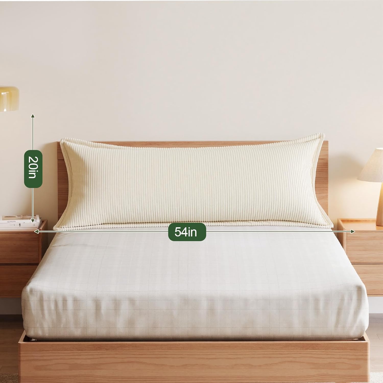 20x54 Body Pillow for Adults, Large Long Pillow for Bed, Full Body Pillows for Side Sleepers with Shredded Memory Foam, Big Firm Pillows for Pregnancy & Sleeping, Fluffy Cover,Beige