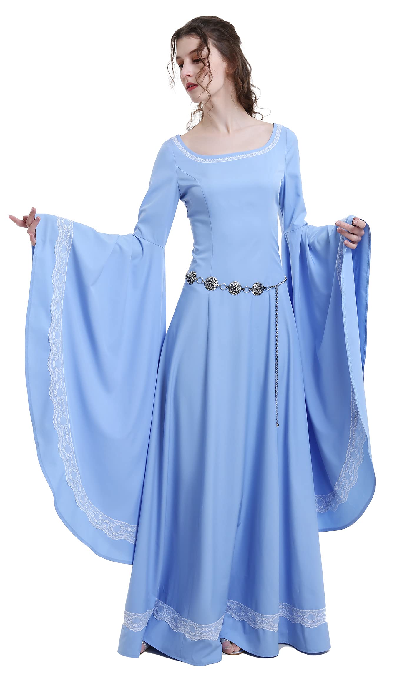 Daizbella Renaissance Dress Gown for Women - Medieval Dress with Lace Decoration for Halloween Party or Renaissance Fair