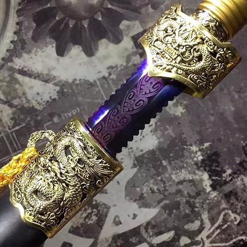 Miniatura 5 de Espada suprema, hecha a mano (hoja azul de acero de alto carbono, vaina de madera negra) Chinese sword