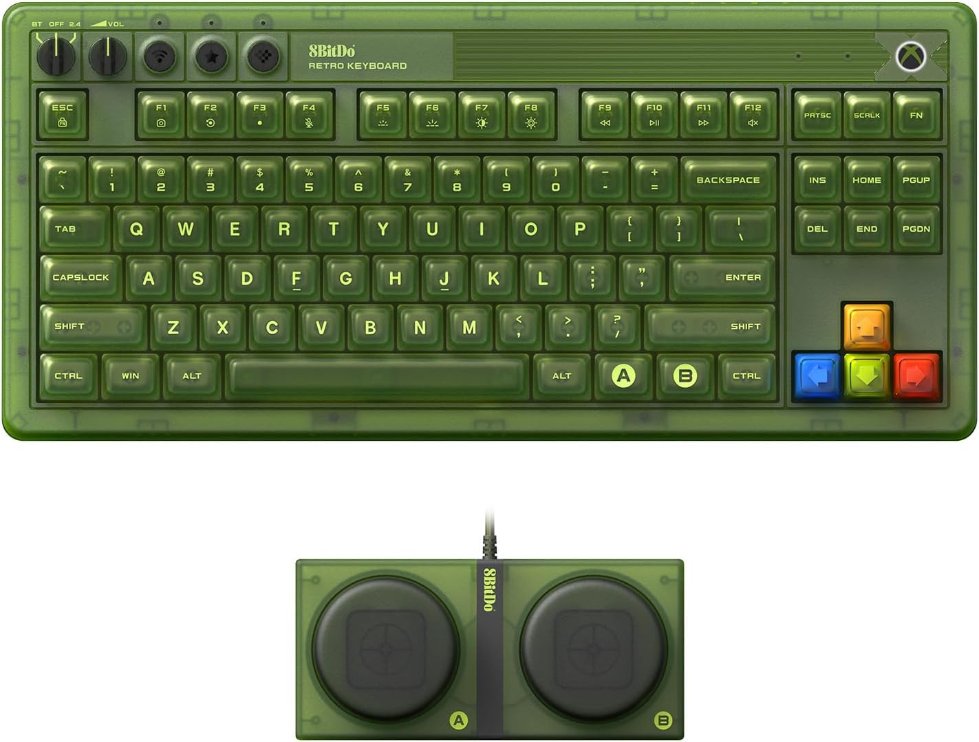 8BitDo Retro 87 Mechanical Keyboard with RGB Backlight, English Layout, Bluetooth/2.4G/USB-C Hot-Swappable Wireless Gaming Keyboard for Windows and Android - Xbox Edition (Officially Licensed Product)