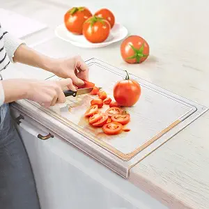 Acrylic Cutting Board with Juice Groove, Non Slip Clear Cutting Board with Counter Lip, 17.5x13.5 Inch Cutting Boards for Kitchen Countertop, Dough Mat, Kitchen Gadgets 2024, Gifts for Women