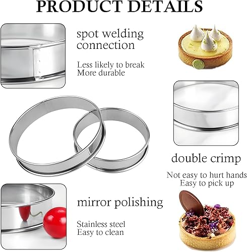 Miniatura 5 de 6 anillos ingleses para magdalenas, anillos de doble enrollado, de acero inoxidable, antiadherentes, de metal, redondo, para hacer alimentos en el