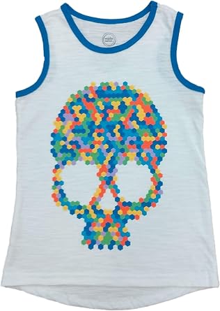 Wondernation Boys White Graphic 3D Skull Athletic Tank Top T-Shirt Muscle Tee Shirt S 6/7