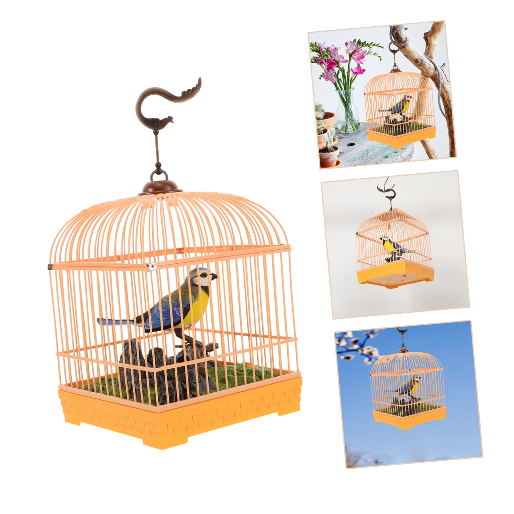 Hohopeti Juguete para Pájaros Activado por Sonido con Diseño Realista de Jaula, Plástico Duradero y Movimiento Interactivo para Entretenimiento Portátil Infantil