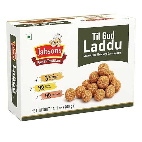 Jabsons - Til Gud Laddu (Bolas de Sésamo Hecho Con Caña Jaggery) 14.11 oz
