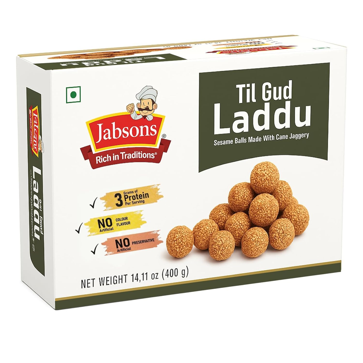 Jabsons - Til Gud Laddu (Sesame Balls Made With Cane Jaggery) 400g