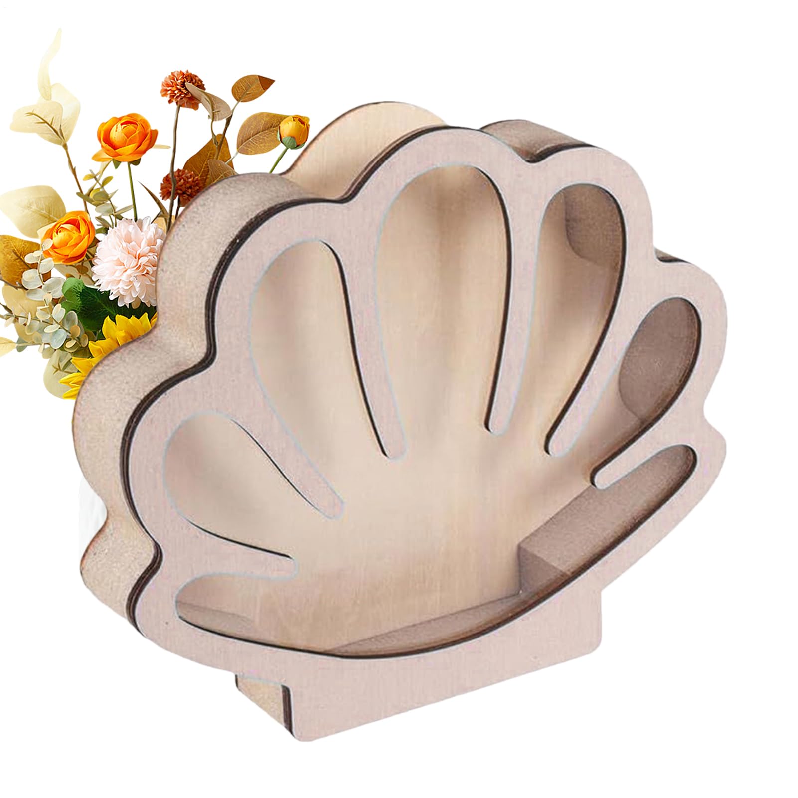 Organisateur en bois pour coquillages et étagère de salon bohème