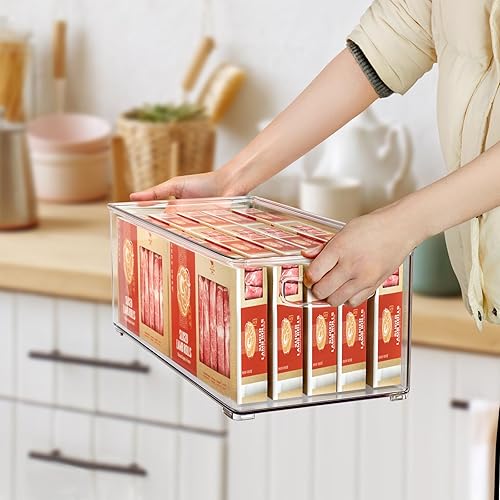 Miniatura 5 de Hudgan Paquete de 2 cubos organizadores de congelador profundo, cubos de almacenamiento apilables de lado recto, organizadores y almacenamiento de