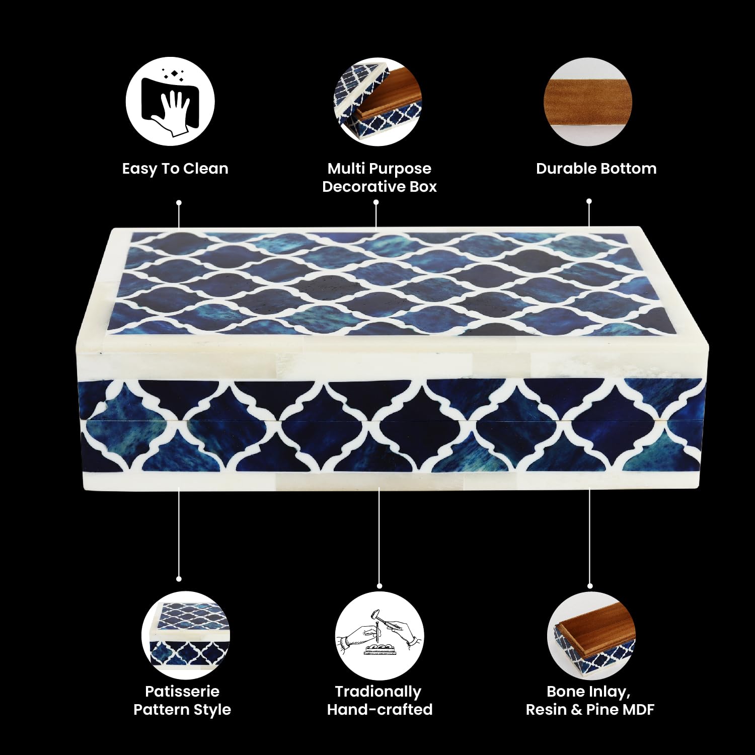 Handicrafts Home Decorative Storage Box with Lid for Home Coffee Table & Bookshelf, Keepsake & Memory Organizer - Image 2