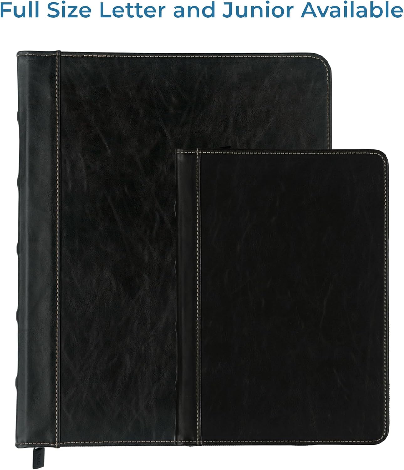 Samsill Vintage Leather Binder, Zippered, 1 Inch Round Ring, Letter Size 8.5x11 Documents, Contrast Stitching, Professional Organizer Portfolio, Planner, Black