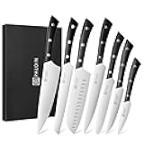 Kitchen Knife Set, 7 Piece Chef Knife Set, High Carbon Stainless Steel Kitchen Knives, Ultra Sharp Knives Set for Kitchen, Precise Cutting, Durable with Ergonomic Handle, Black