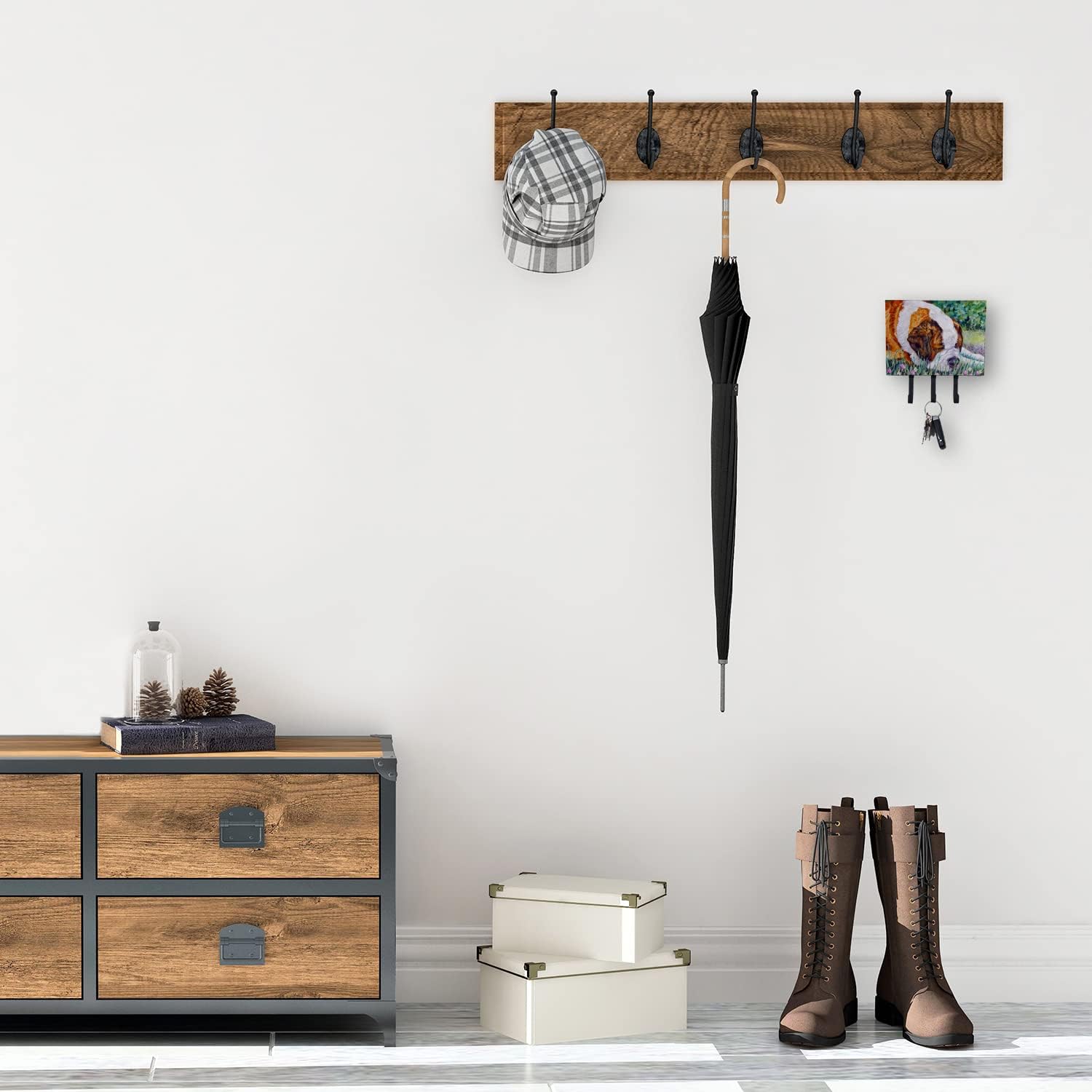 Caroline's Treasures 7445TH68 Saint Bernard Naptime Leash or Key Holder, Wall Hooks, Key Hooks Holder, Coat Rack Wall Mount, Coat Hooks, Hooks for Hanging Keys, Towels, Aprons, Leashes,