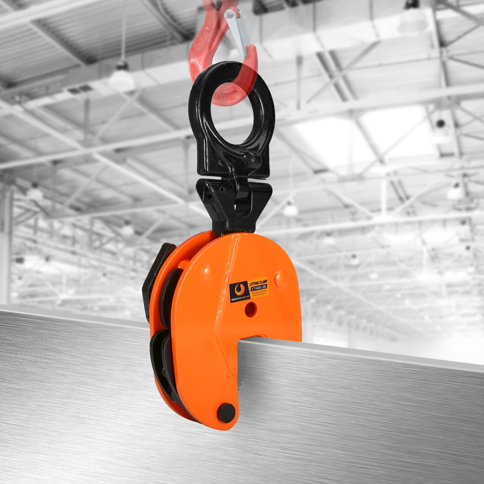 Photo 1 of BEAMNOVA 2 Ton 4400 lbs Vertical Plate Lifting Clamp Flexible Ring Sheet Metal Steel Clamps Lifters Heavy Duty Orange