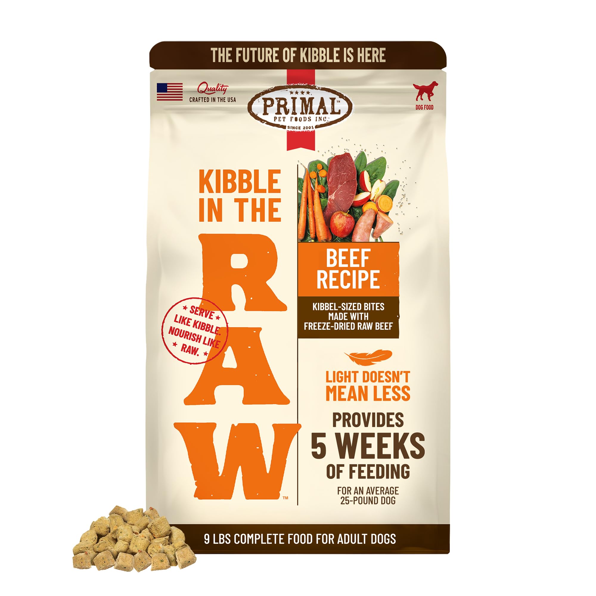 Primal Kibble in the Raw Freeze Dried Dog Food Beef