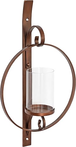 Kate and Laurel Doria - Aplique de pared de metal de transición, 12 x 22 pulgadas, bronce, aplique elegante y portavelas para pared