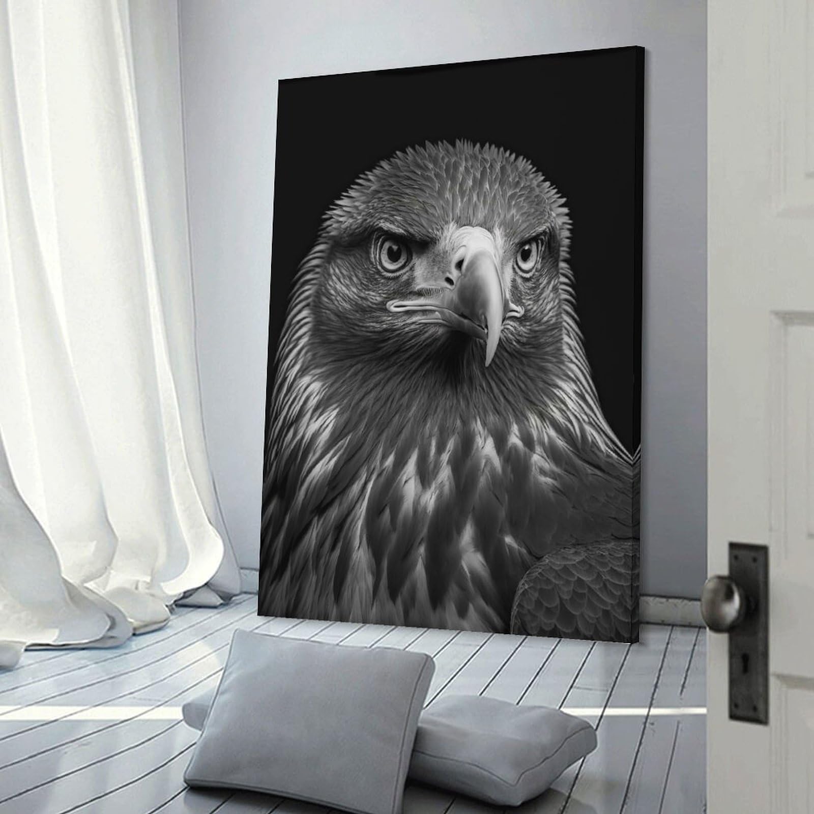 Junmoney Portrait of An Eagle Canvas Wall Art, 20x30inch(50x75cm), for Entrance Walls, Hall Decor Or Foyers, Wall Decor to Refresh Empty Corners