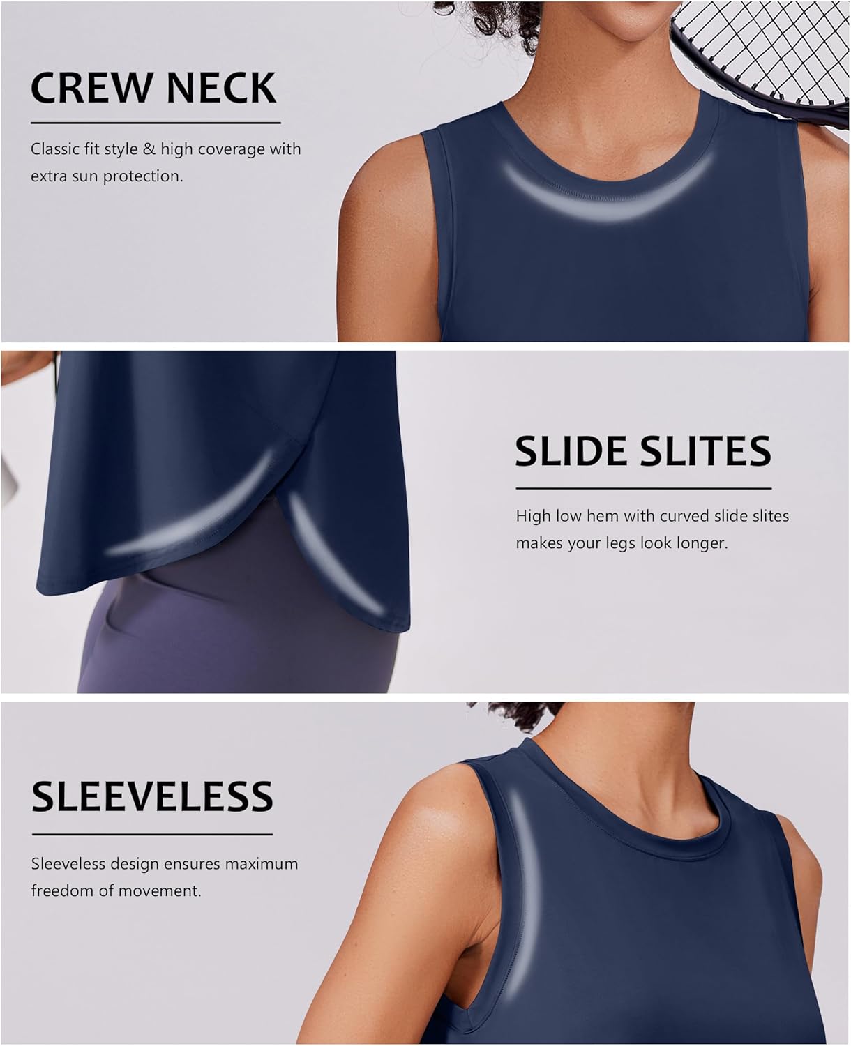 PINSPARK Workout Tank Tops Woman UPF 50+ Yoga Tanks Quick Dry Sleeveless Gym Shirts with Side Slits Loose Fit Athletic Top - Image 5