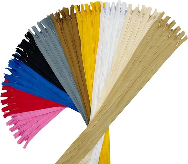 Invisible Zips for Sewing Assorted Sizes, Nylon Concealed Zips for Sewing Colourful Invisible Zippers for Tailor Bag Dress 50 Pcs (20,28,40,50,60cm)