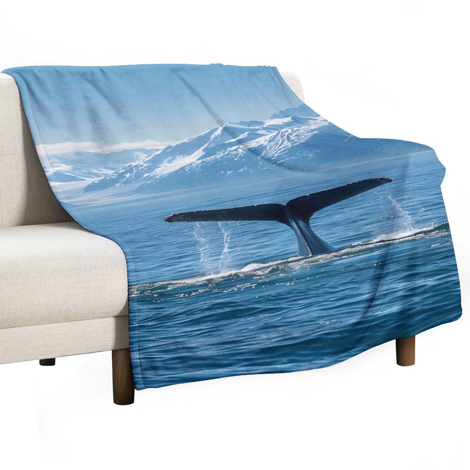 CGSBNGHA U.s.a-Alaska Whale Tail in Mountaines Flannel Fleece Blanket Lightweight Soft Throw Blankets for Sofa Couch Bed Chair