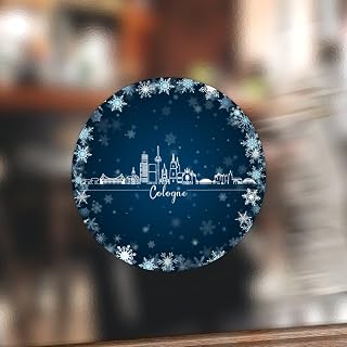 Germany Cologne Skyline Round Stickers Decals City Skyline White Silhouette Vinyl Round Stickers Label Skyline in Watercolor Art Labels Stickers for Office School Classroom 2inch 100PCS