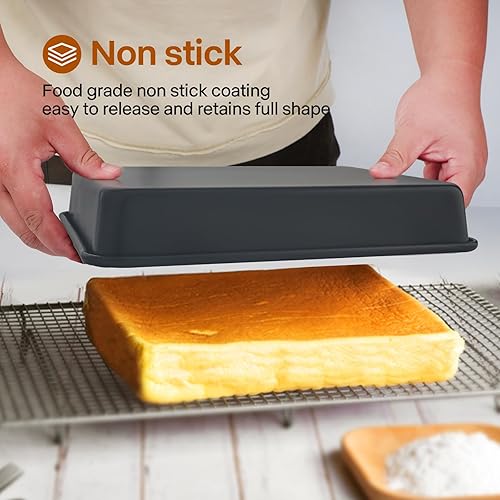 Miniatura 4 de Molde rectangular para tartas, juego de sartenes profundas antiadherentes, 91113 pulgadas, bandeja para hornear de grosor resistente para horno