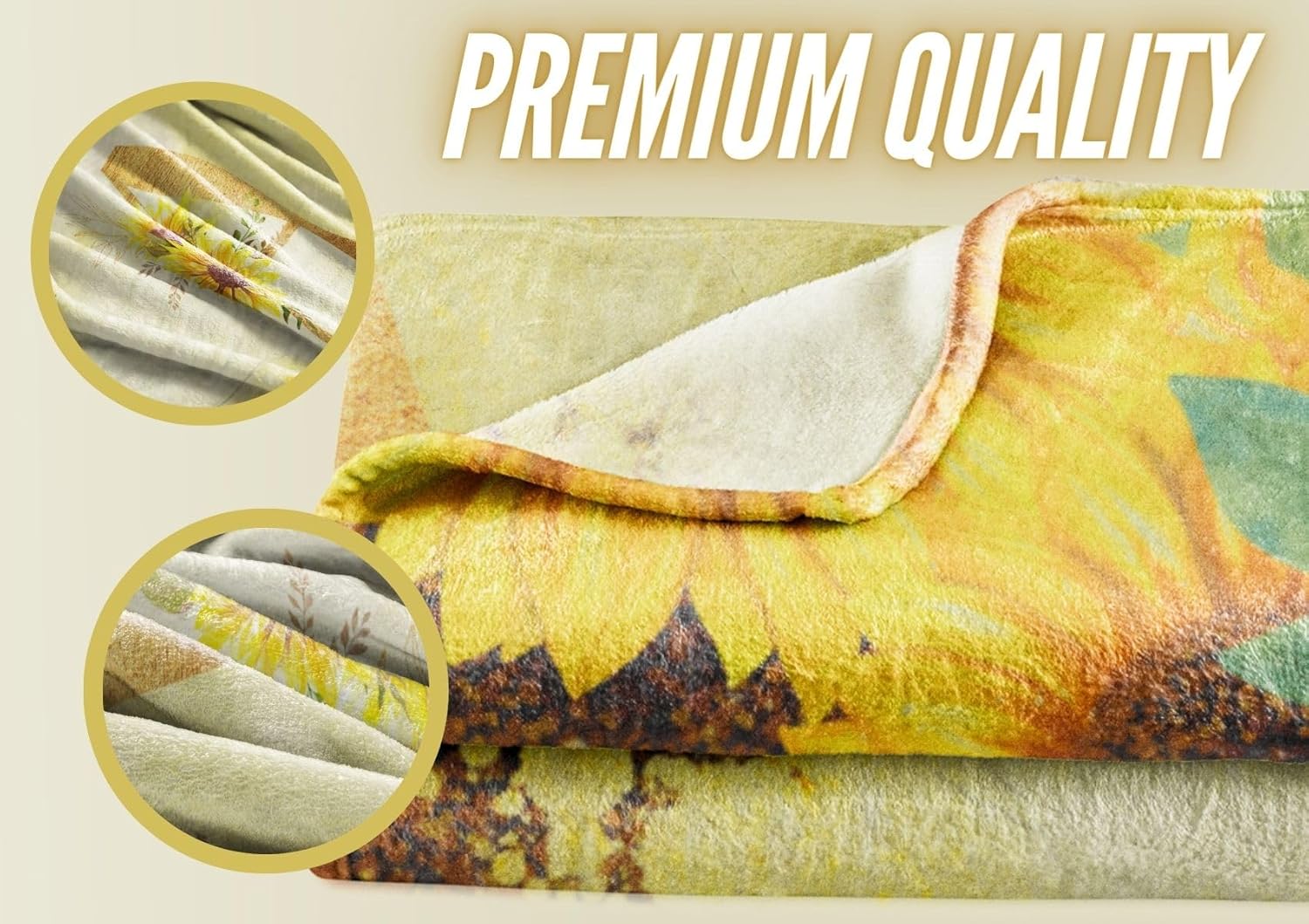 InnoBeta Sunflower Initial Birthday Gifts for Women, Gift Ideas for Her, for Mom, Grandma, Aunt- 300gsm Flannel Blanket- 50"x 65"-C - Image 3