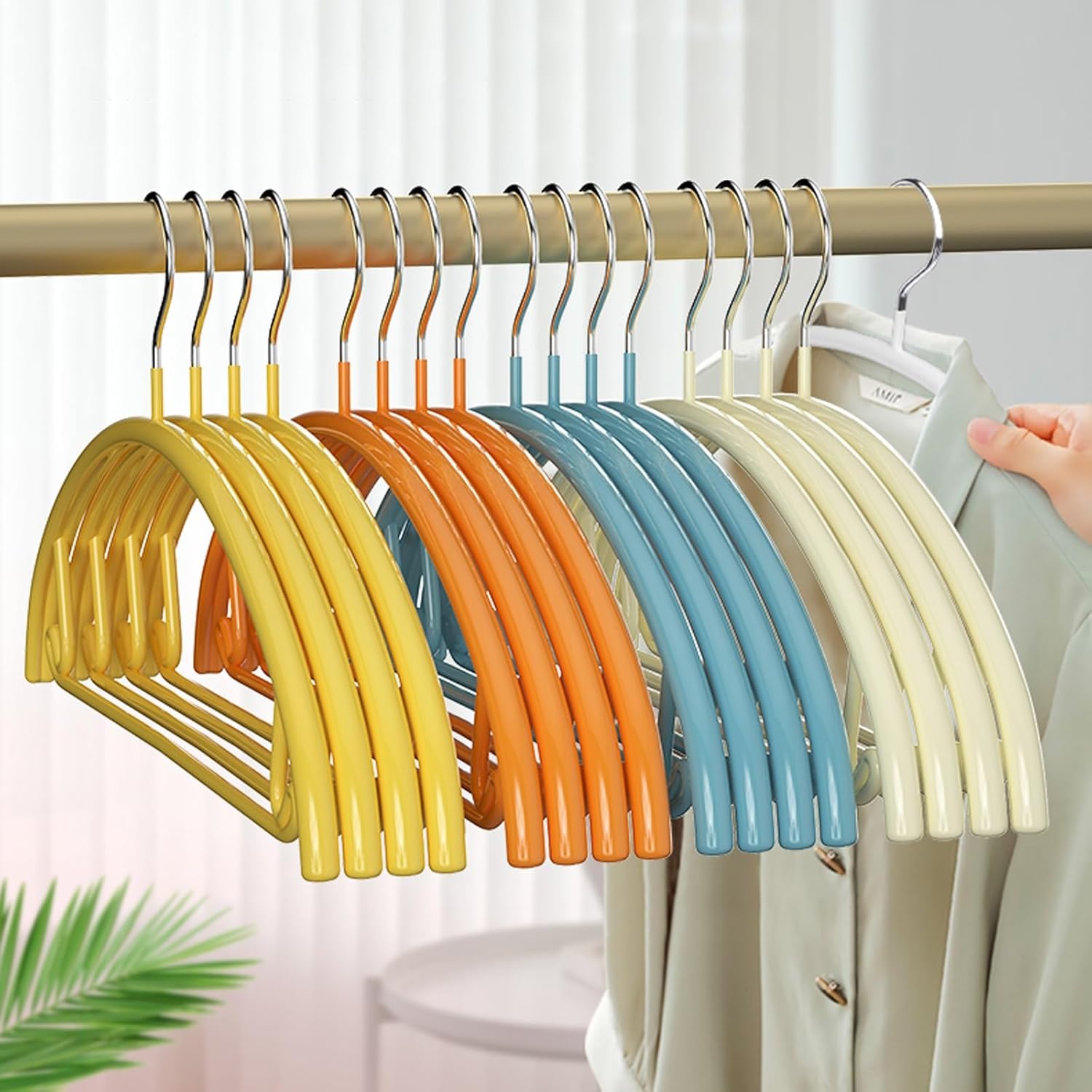Coat Hangers Heavy Duty 20 Pack, Thick Non-Slip Dipped Plastic Stainless Steel Clothes Hanger with Polished Chrome Clothes Hangers for Jacket, Shirt, Dress (Color : Pink+Gray)