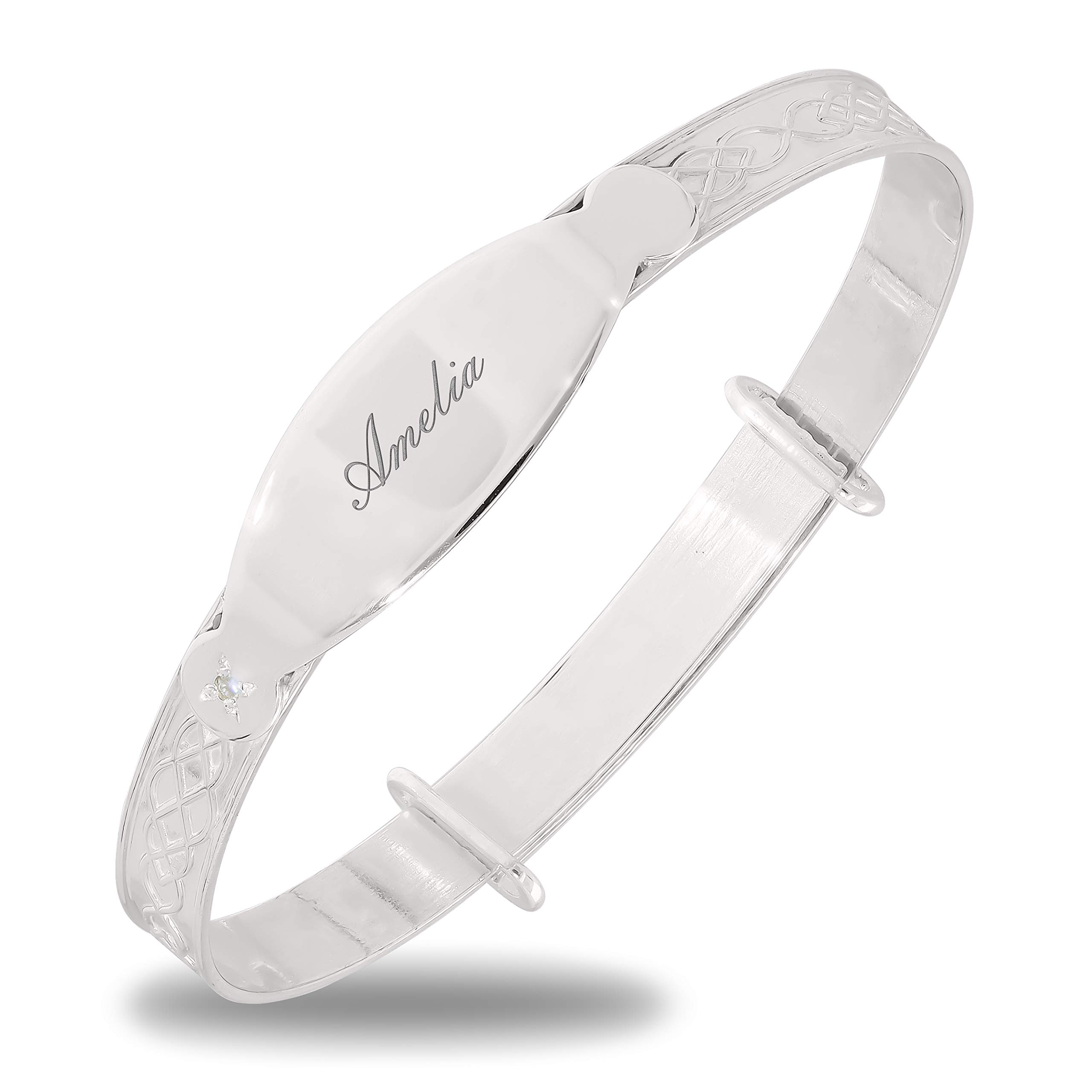 Adorn BabyPersonalised Sterling Silver Baby Expander Bracelet Newborn Christening Bangle